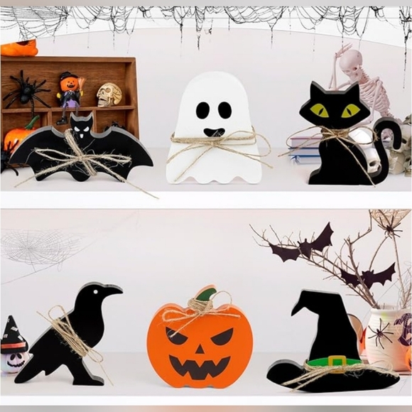 Halloween Tiered Tray Decor "Hordalor" - pack of 6 Self-Standing Wood Decoration - Picture 2 of 4